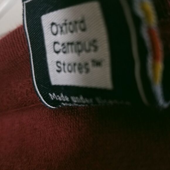 Oxford University Sweatshirt Mens Large Maroon Red UK College Logo Crewneck - Picture 8 of 11